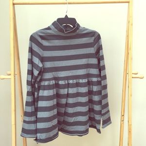 Free People Gray Striped Mock Neck Tunic Size S